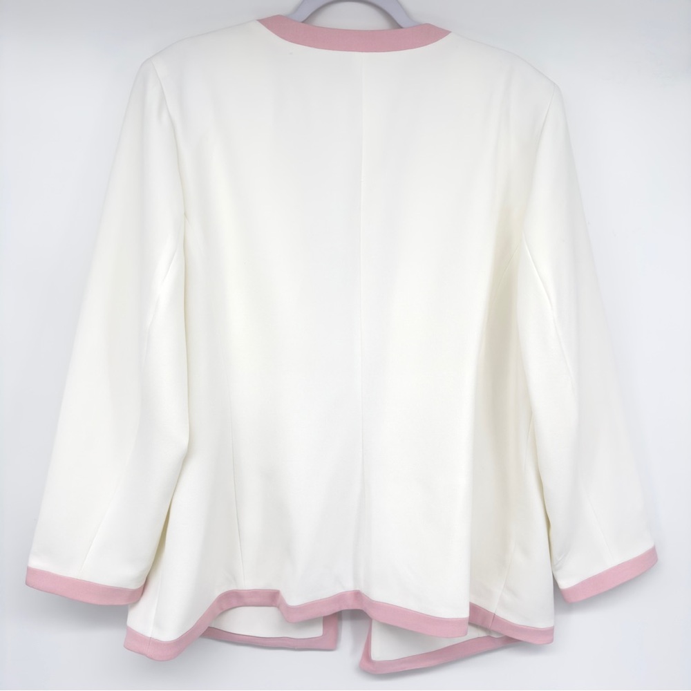 KASPER Framed Open Front Blazer Size 2X in Ivory/Pink - Picture 5 of 8
